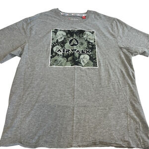 Airwalk Mens T Shirt 2XL Gray Floral Logo Graphic Skate Tee